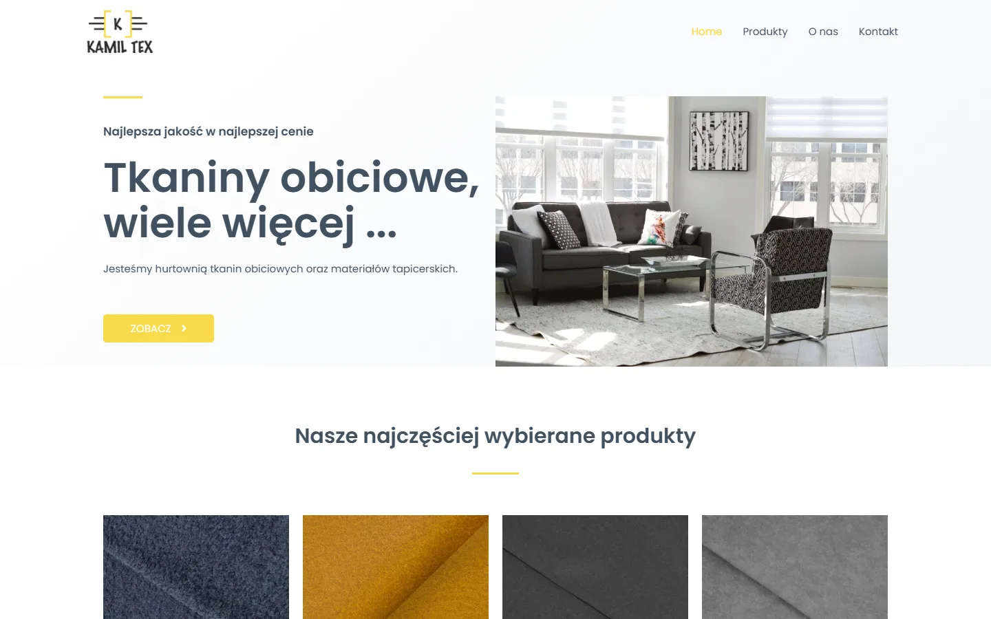 Kamiltex — strona główna na komputerze
